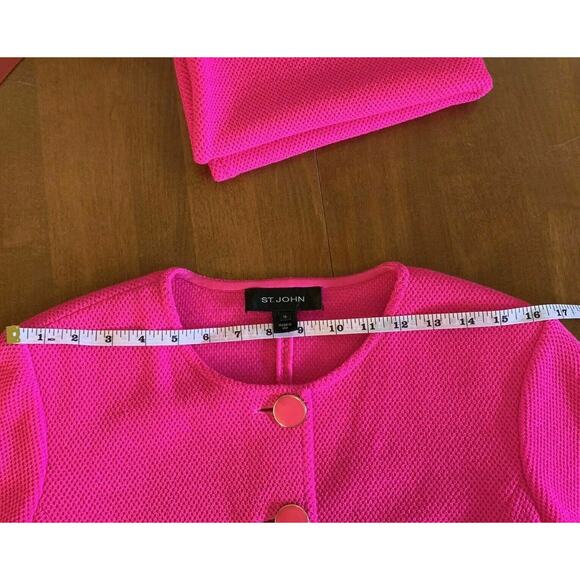 VTG Style St John Black Label Santana 2pc hot pink suit jacket 10 & skirt 6 - Picture 9 of 12